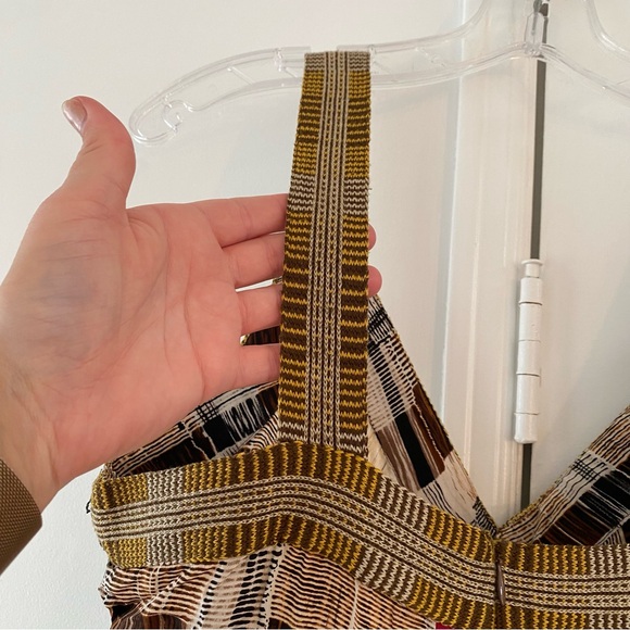 100% Silk Plenty by Tracy Reese Brown Plaid Dress w/ Bright Colored Back Panel - Picture 10 of 13